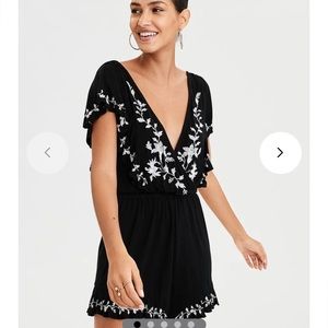 American Eagle Black Knit Romper